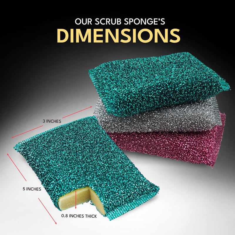 The Crown Choice Dish Sponges for Kitchen (6 Pcs Pack) - Non Scratch Scrubbers for Cleaning Dishes - Reusable Dish Sponge Scrub Pads for Dishwashing & Washing - Household Scrubber Supplies & Tool for Pots, Pans, Sink - Image 3